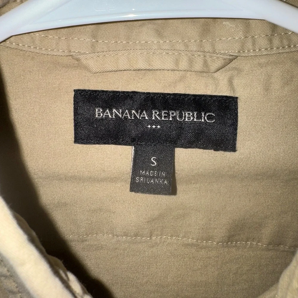 Mens Small Banana Republic Shirt Khaki Excellent Long Sleeve Utility Button Down
